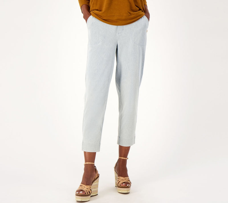 Denim & Co. Comfy Knit Air RegularStraight Crop Pant with Side Slits — View 7