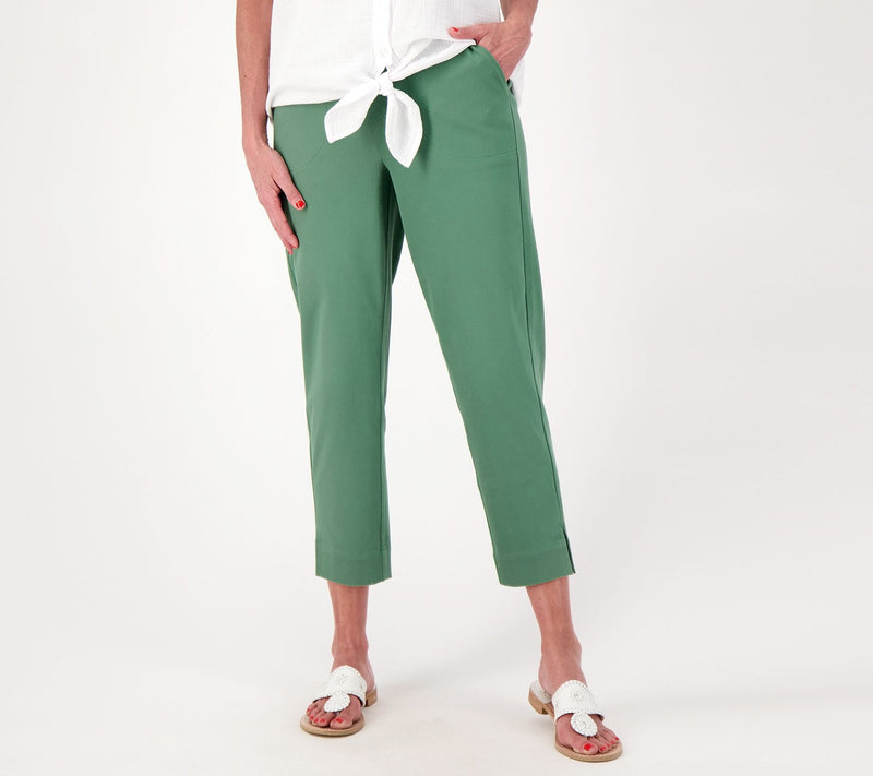Denim & Co. Comfy Knit Air RegularStraight Crop Pant with Side Slits — View 5
