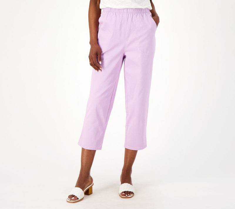 Denim & Co. Regular Original Waist Side Pocket Crop Pant-Core — View 4
