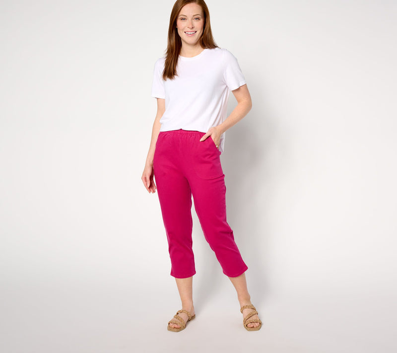 Denim & Co. Regular Original Waist Side Pocket Crop Pant-Core — View 19