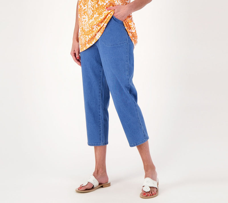 Denim & Co. Petite Original Waist Side Pocket Crop Pant-Core — View 21