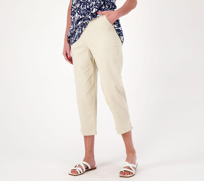 Denim & Co. Petite Original Waist Side Pocket Crop Pant-Core — View 6