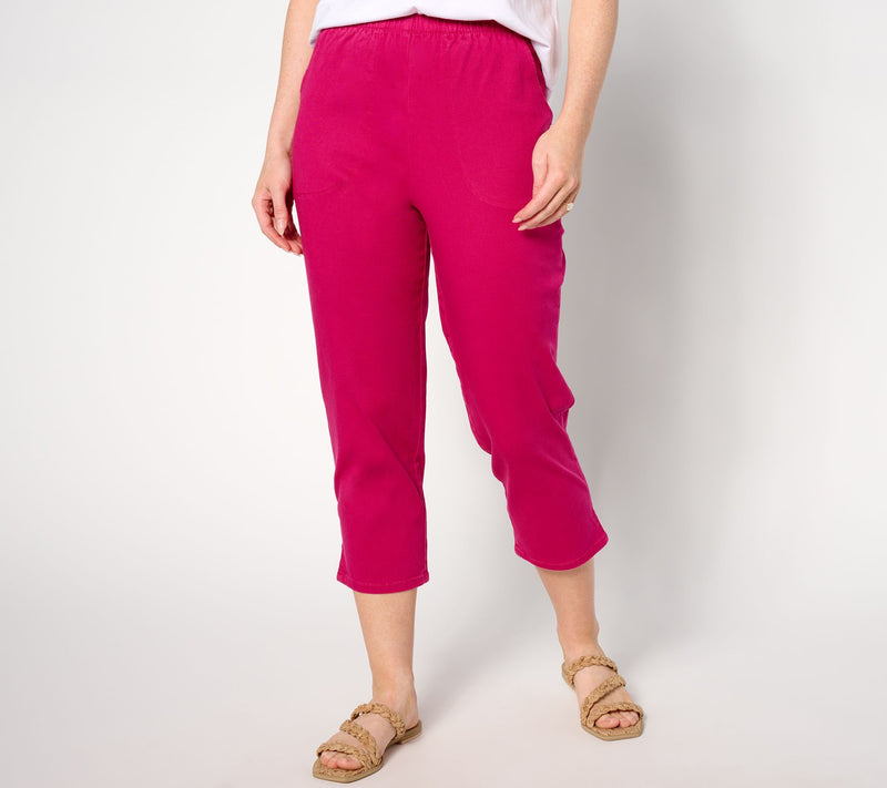 Denim & Co. Petite Original Waist Side Pocket Crop Pant-Core — View 13