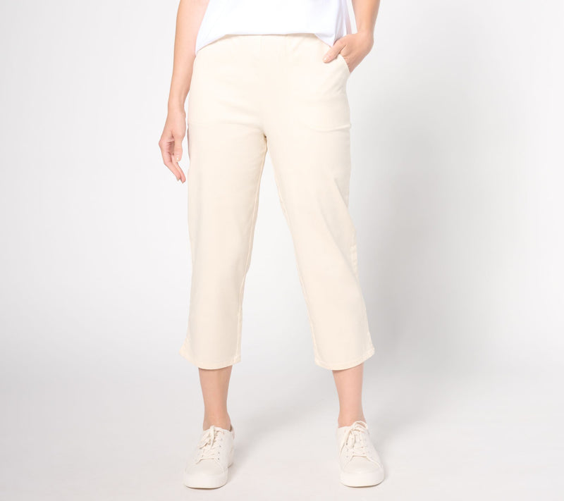 Denim & Co. Petite Original Waist Side Pocket Crop Pant-Core — View 12