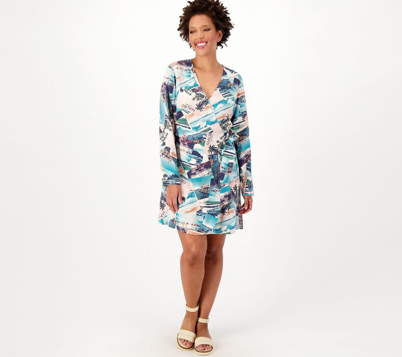Candace Cameron Bure Regular Coastal Linen Blend Wrap Dress — View 5