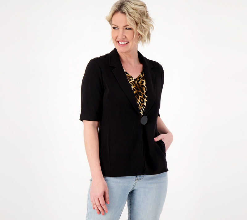 GRAVER Susan Graver LK Fusion Elbow-Sleeve Blazer — View 9