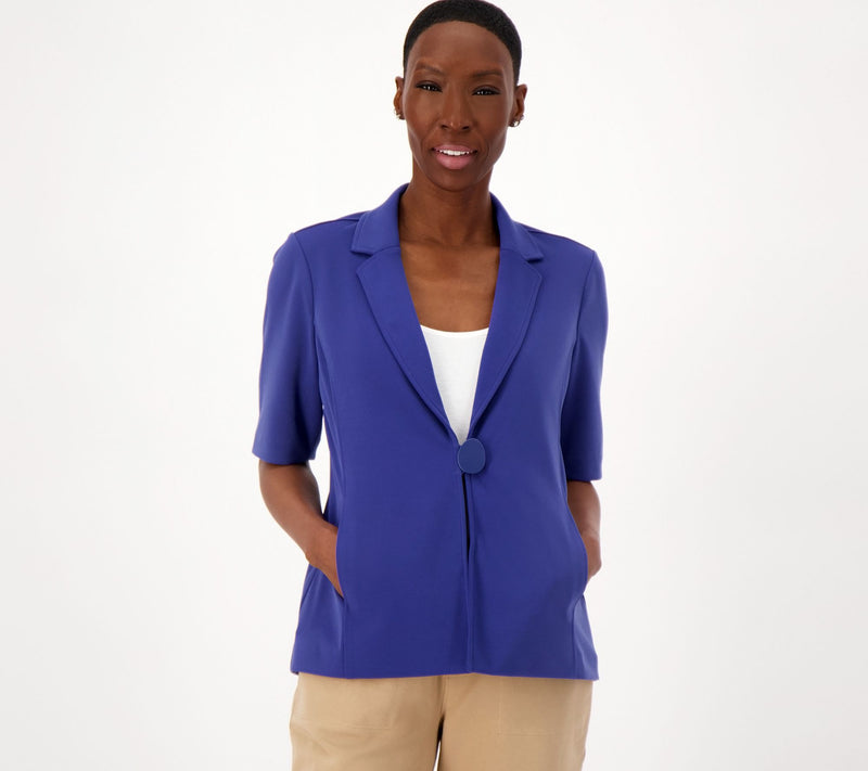 GRAVER Susan Graver LK Fusion Elbow-Sleeve Blazer — View 3