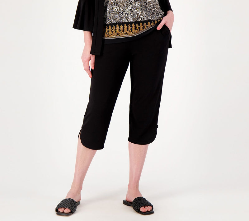Susan Graverr Pet Liquid Knit Slim Leg Capri Pants w/Tulip Hem Detail — View 9