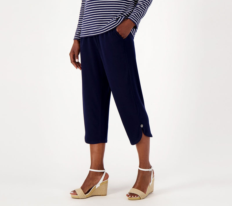 Susan Graverr Pet Liquid Knit Slim Leg Capri Pants w/Tulip Hem Detail — View 7