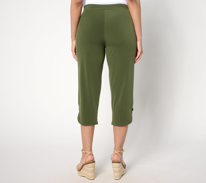 Susan Graverr Pet Liquid Knit Slim Leg Capri Pants w/Tulip Hem Detail — View 10