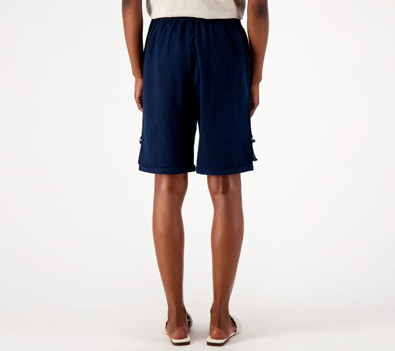 Susan Graver PURE Linen Blend Bermuda Shorts with Rolled Hem — View 10