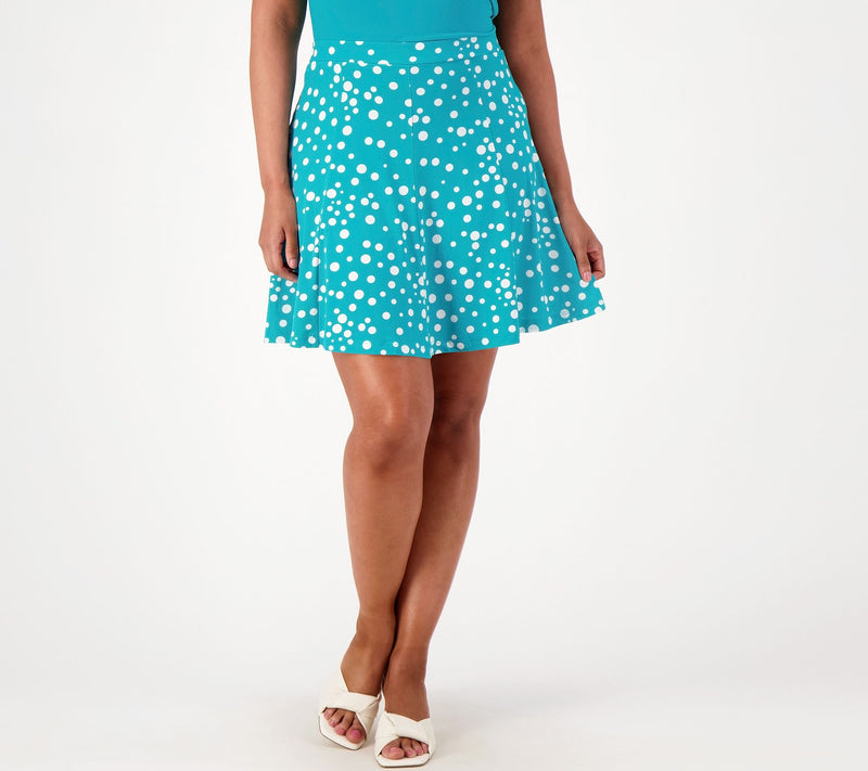 Susan Graver Printed Liquid Knit 8-Gore Pull-On Skort — View 11