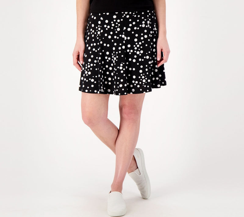 Susan Graver Printed Liquid Knit 8-Gore Pull-On Skort — View 12
