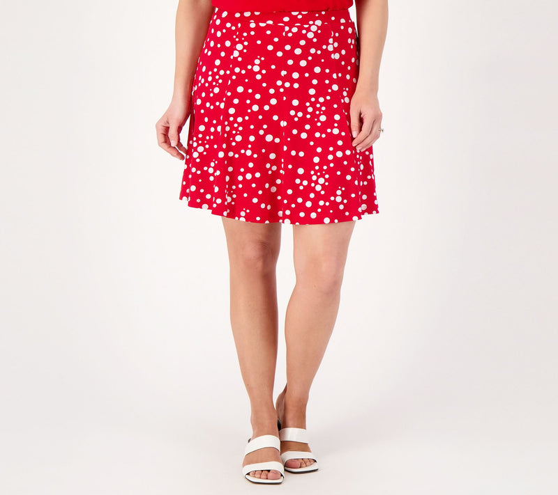 Susan Graver Printed Liquid Knit 8-Gore Pull-On Skort — View 15