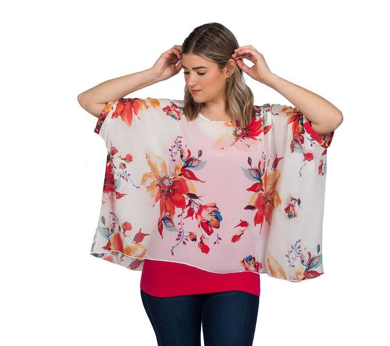 Skinnytees Missy 3/4-Length Sleeve Floral Top — View 5