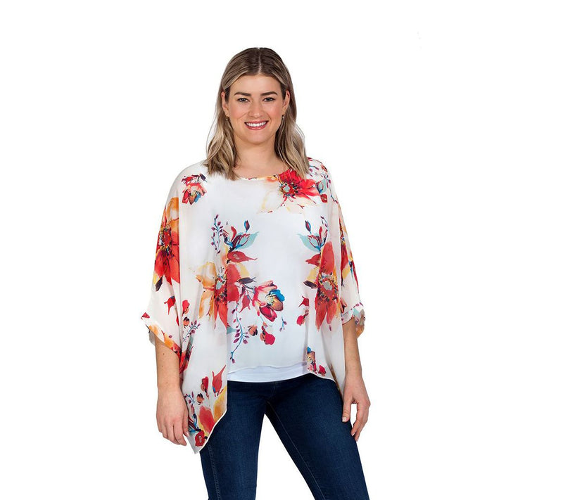 Skinnytees Missy 3/4-Length Sleeve Floral Top — View 6