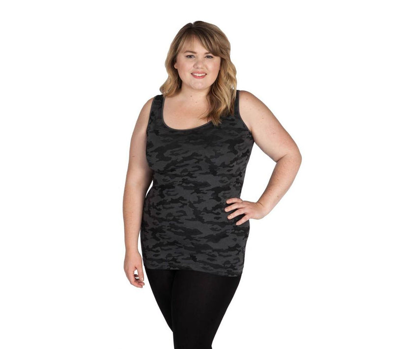 Skinnytees Plus Camo Tank Top — View 3