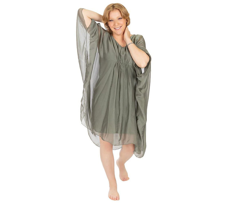 Skinnytees Silk Draped Dress — View 5