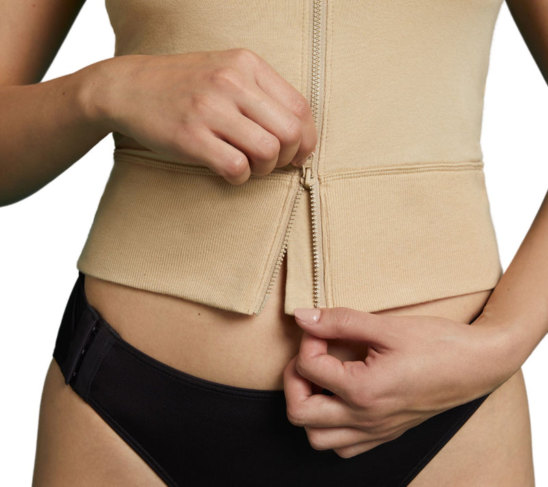 Slick Chicks Front Zip Cami Beige — View 4
