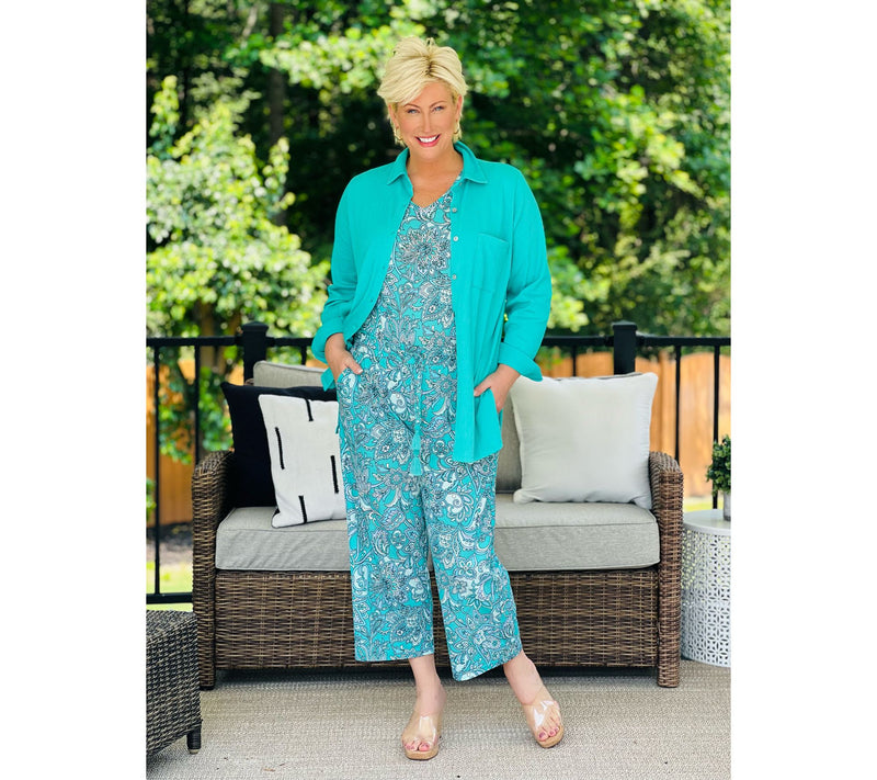 Belle Beach by Kim Gravel Pet Cabana Knit Cropped Beach Pant — View 15
