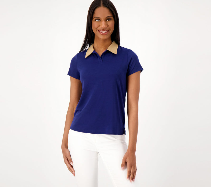Women with Control Short Sleeve Polo Shirt — View 3