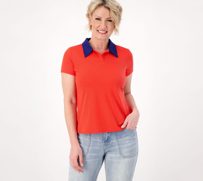 Women with Control Short Sleeve Polo Shirt — View 7