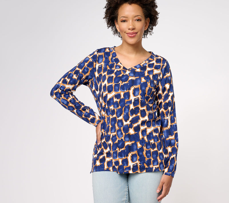 Belle by Kim Gravel TripleLuxe Knit Abstract Giraffe Top — View 10