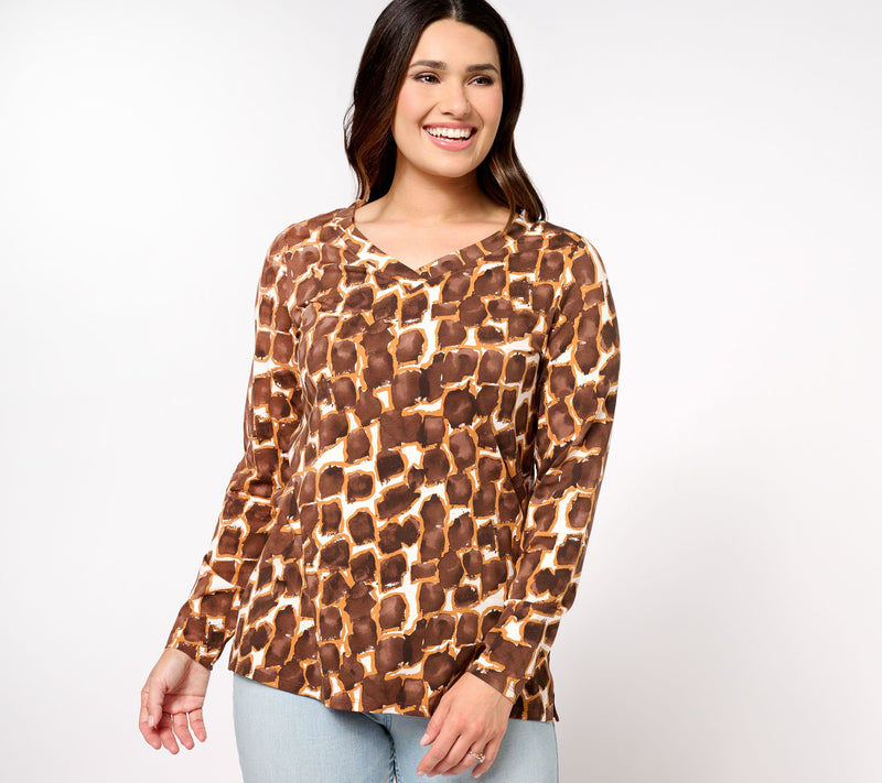 Belle by Kim Gravel TripleLuxe Knit Abstract Giraffe Top — View 11