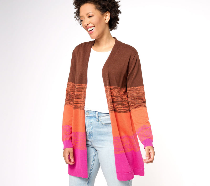 Belle by Kim Gravel Space Dye Colorblock Cardigan — View 2