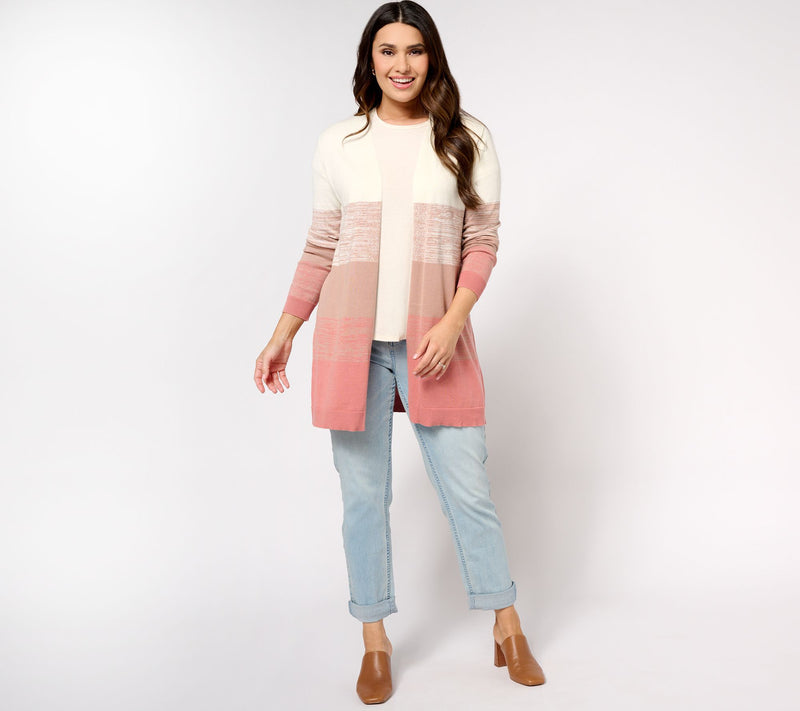 Belle by Kim Gravel Space Dye Colorblock Cardigan — View 9