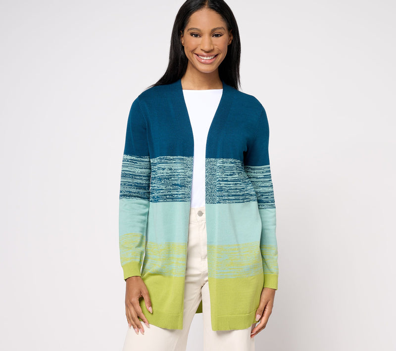 Belle by Kim Gravel Space Dye Colorblock Cardigan — View 10