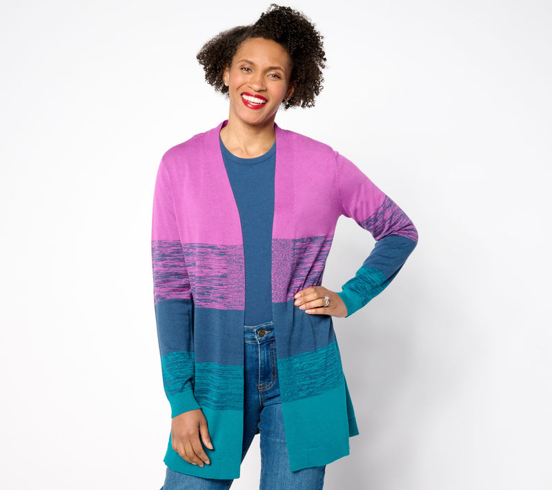 Belle by Kim Gravel Space Dye Colorblock Cardigan — View 11