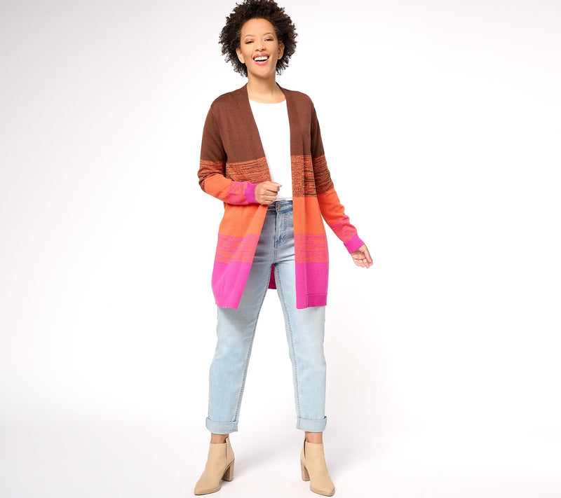 Belle by Kim Gravel Space Dye Colorblock Cardigan — View 4