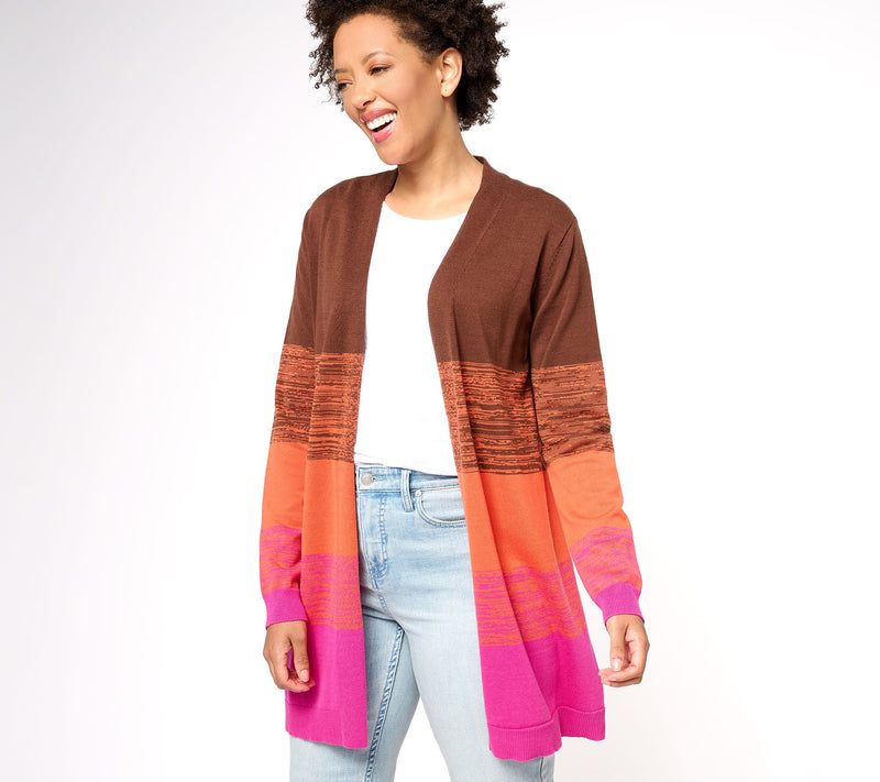 Belle by Kim Gravel Space Dye Colorblock Cardigan — View 12
