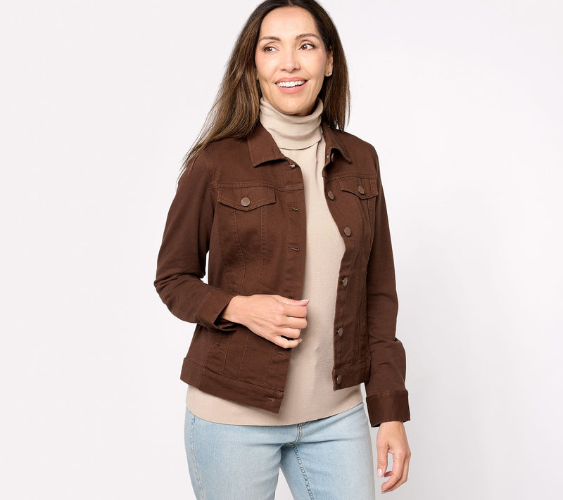 Belle by Kim Gravel Twill Jacket with Knit Back and Sleeves — Main view