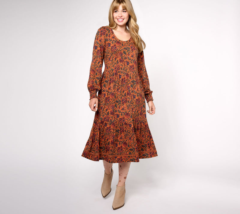 Denim & Co. Canyon Retreat Petite Easy Midi Boot Dress — View 11