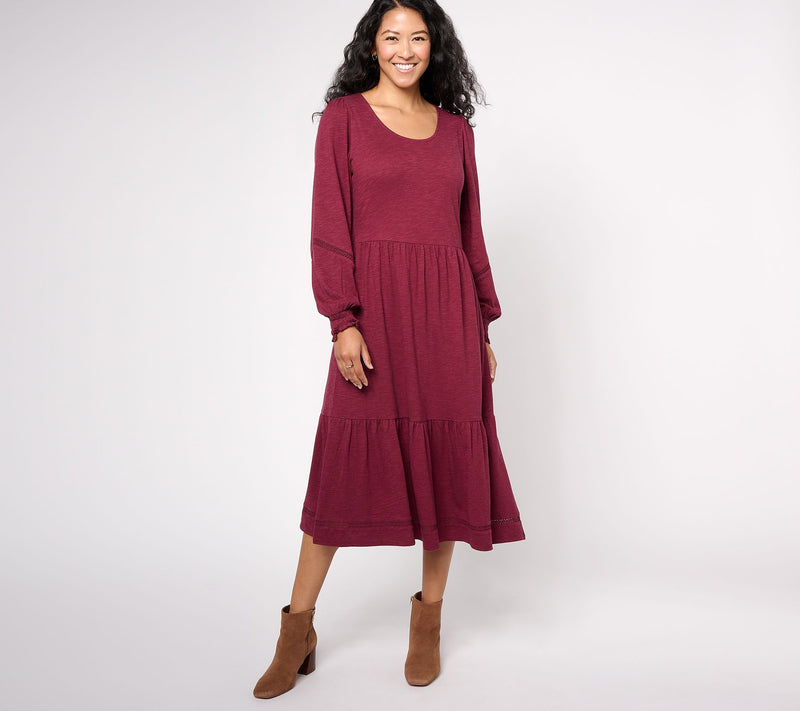 Denim & Co. Canyon Retreat Petite Easy Midi Boot Dress — View 7