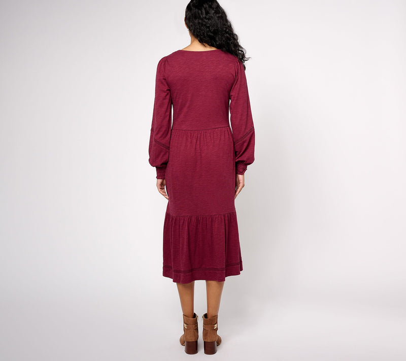 Denim & Co. Canyon Retreat Petite Easy Midi Boot Dress — View 14