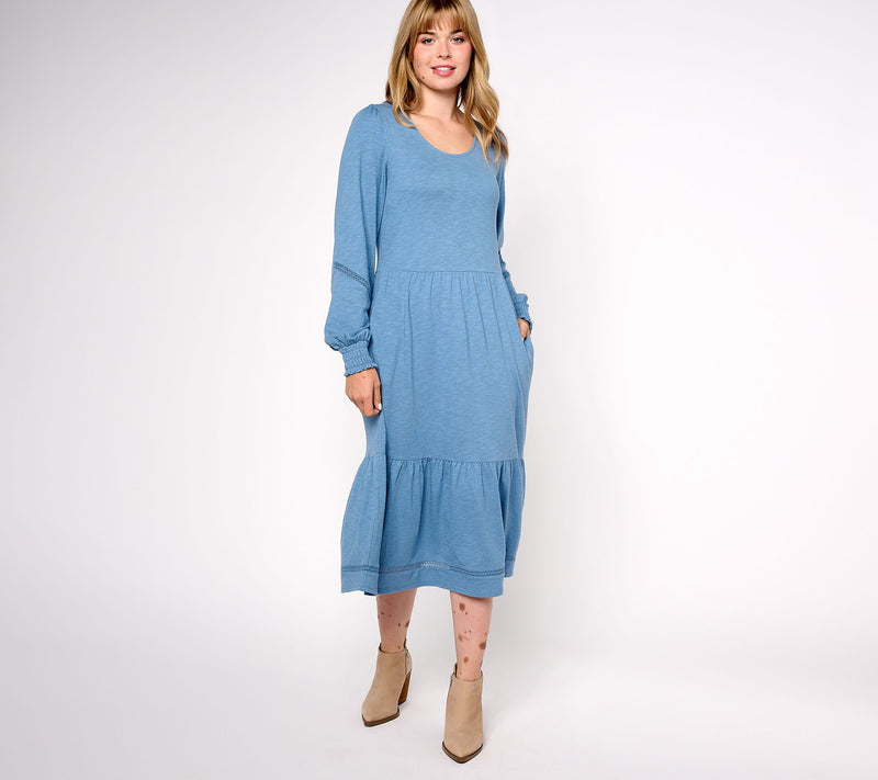 Denim & Co. Canyon Retreat Petite Easy Midi Boot Dress — View 5