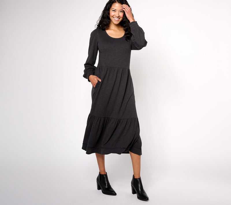 Denim & Co. Canyon Retreat Petite Easy Midi Boot Dress — View 13
