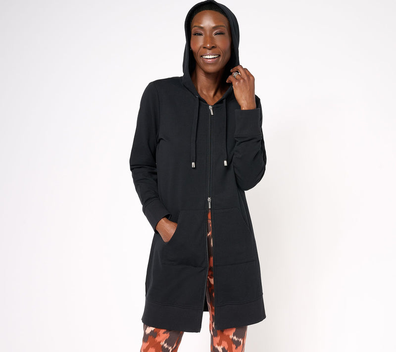 Denim & Co. Active French Terry Regular Hooded ZipFront Tunic Jacket — View 7