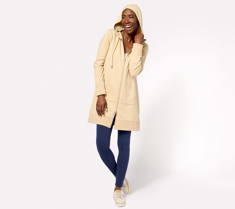 Denim & Co. Active French Terry Regular Hooded ZipFront Tunic Jacket — View 15