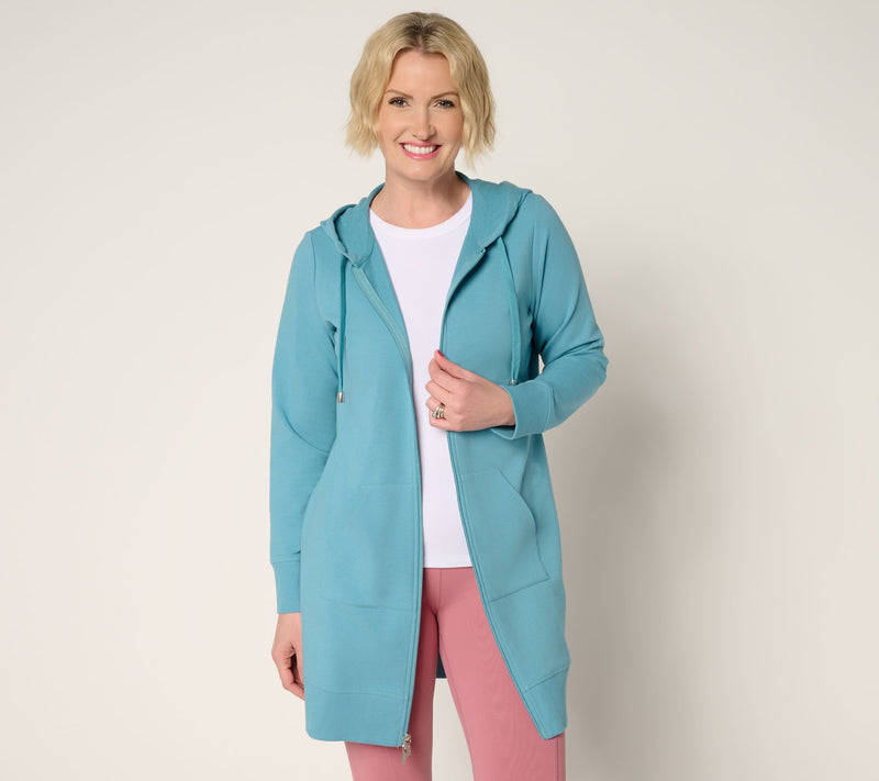 Denim & Co. Active French Terry Regular Hooded ZipFront Tunic Jacket — View 32