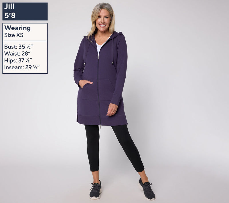 Denim & Co. Active French Terry Regular Hooded ZipFront Tunic Jacket — View 19