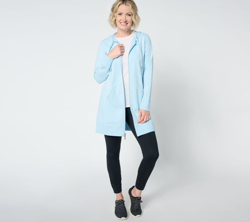 Denim & Co. Active French Terry Regular Hooded ZipFront Tunic Jacket — View 34