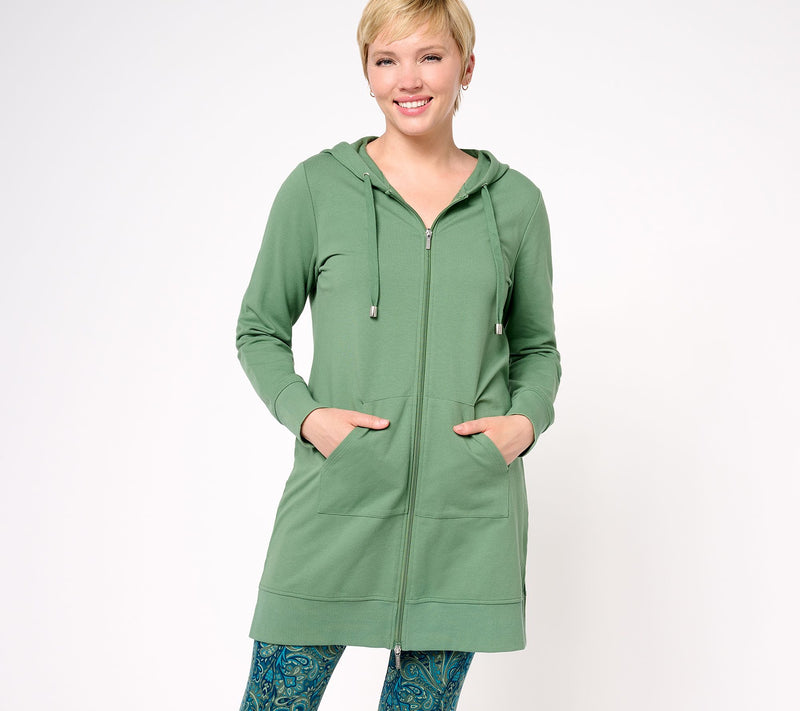 Denim & Co. Active French Terry Regular Hooded ZipFront Tunic Jacket — View 8