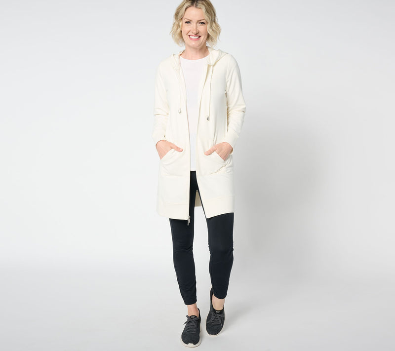 Denim & Co. Active French Terry Petite Hooded ZipFront Tunic Jacket — View 32