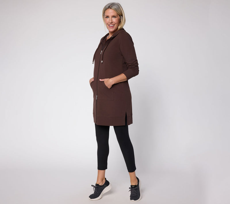Denim & Co. Active French Terry Petite Hooded ZipFront Tunic Jacket — View 7