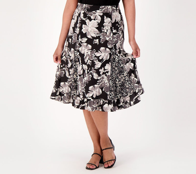 Isaac Mizrahi Live! Regular Stretch Woven Twin Print Midi Skirt — View 4
