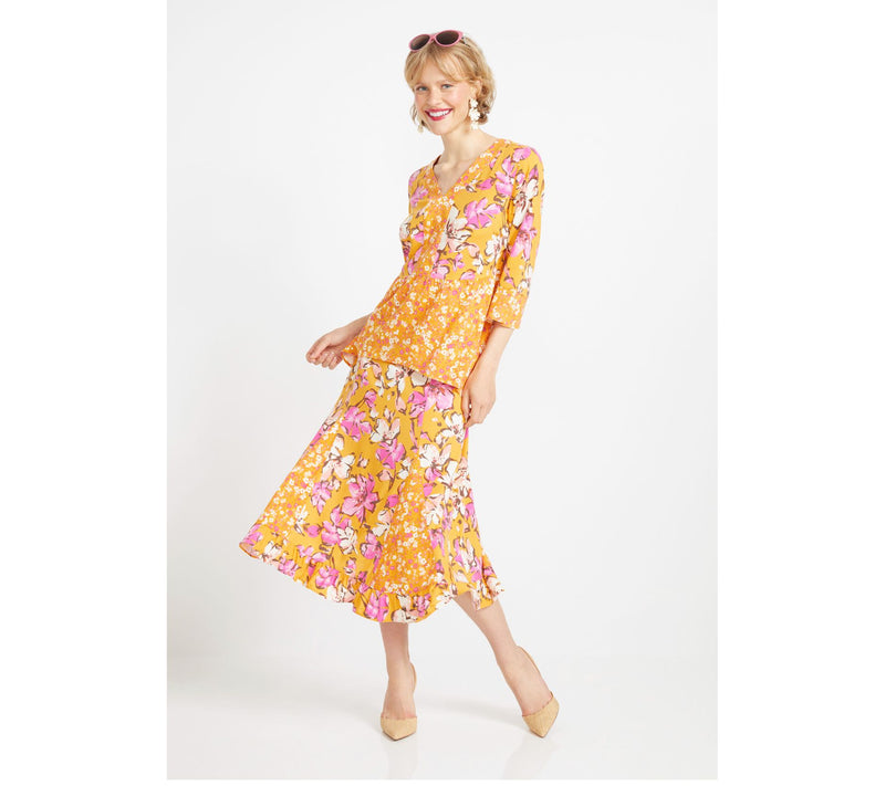Isaac Mizrahi Live! Regular Stretch Woven Twin Print Midi Skirt — View 8